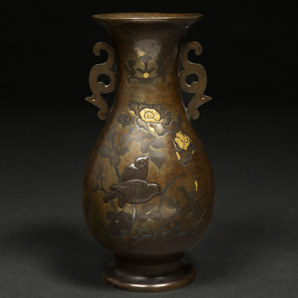 Jarrón japonés en bronce época Meiji (1868-1912)