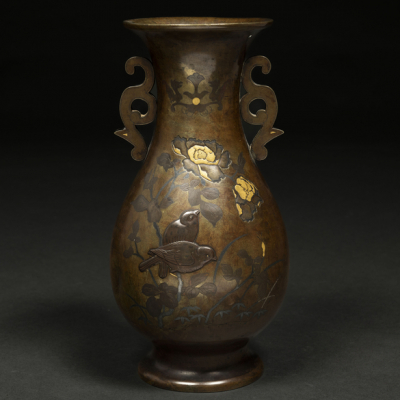 Jarrón japonés en bronce época Meiji (1868-1912)