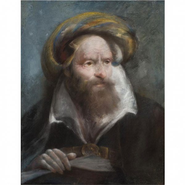 Lorenzo Baldissiera Tiepolo (1736 - 1776).   "Cabeza de Evangelista". Pastel sobre papel.