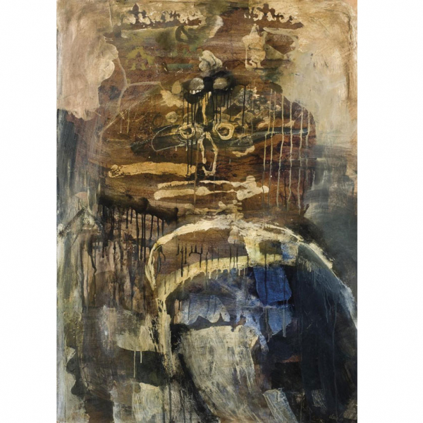 Antoni Clavé.   "Guerrier au bouclier (1959)". Óleo sobre papel marouflé 