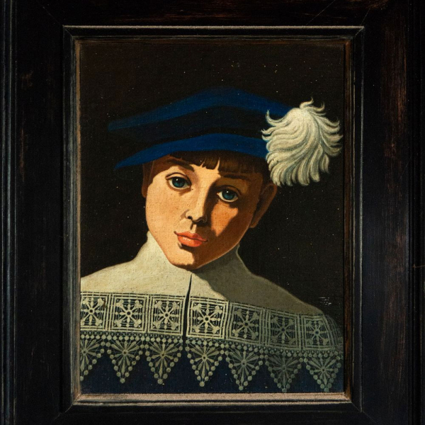 Escuela Italiana del siglo XVIII - Retrato de muchacho con sombrero.   Óleo sobre lienzo.