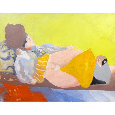 Jorge Castillo (Pontevedra, 1933)  Prostituta recostada.  &Oacute;leo sobre tela. Firmado. 