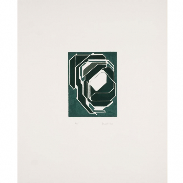 Pablo Palazuelo. "AL En Verde Invitación 77 (1977)". Litografía sobre papel. Firmada 