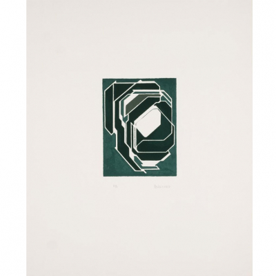 Pablo Palazuelo. &quot;AL En Verde Invitación 77 (1977)&quot;. Litografía sobre papel. Firmada 