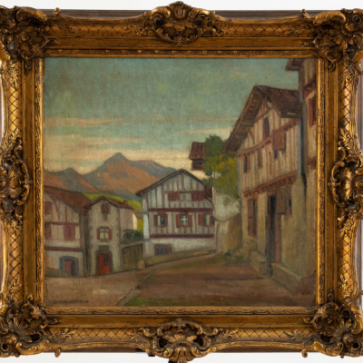 &quot;Pueblo de Ainhoa &quot; Francia  ÁNGEL CABANAS OTEIZA (Guipúzcoa, 1875-1964)