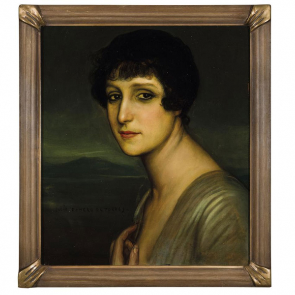 Julio Romero de Torres. "Retrato de joven (h. 1916)". Temple y óleo sobre lienzo. Firmado 