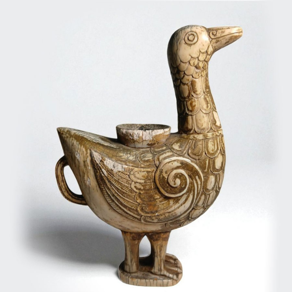 Lavapinceles escultórico en marfil (Bǐ xǐ diāosù) en forma de pato. China, dinastía Song (960–1279 d.C.)