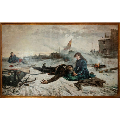 JUAN JIM&Eacute;NEZ MARTIN (Adanero, &Aacute;vila, 1855-Madrid, 1901).  Monumental &oacute;leo sobre lienzo