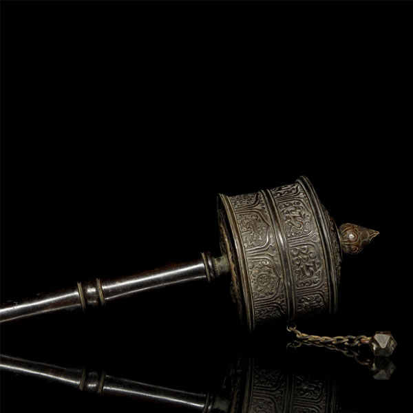 Rueda de oración tibetana, dinastía Qing. 