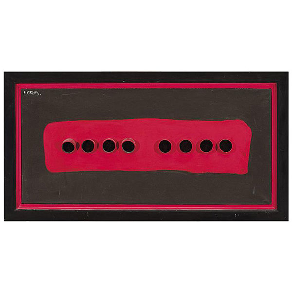 Enric Planas Durá.    "Sin título (1962)". Técnica mixta sobre lienzo. Firmado y fechado (62) en el ángulo superior izquierdo.