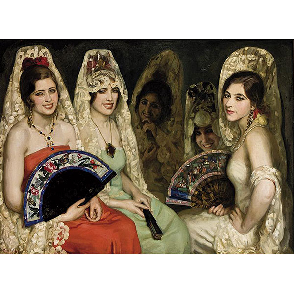 Pedro Antonio Mart&iacute;nez. Majas con Mantilla