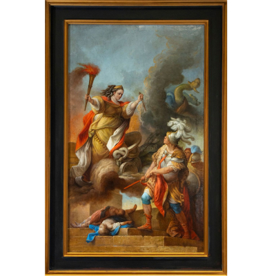 &quot;Alegoría de la Valentía&quot; Maestro Neoclásico Italiano o Español a identificar, siglo XVIII.