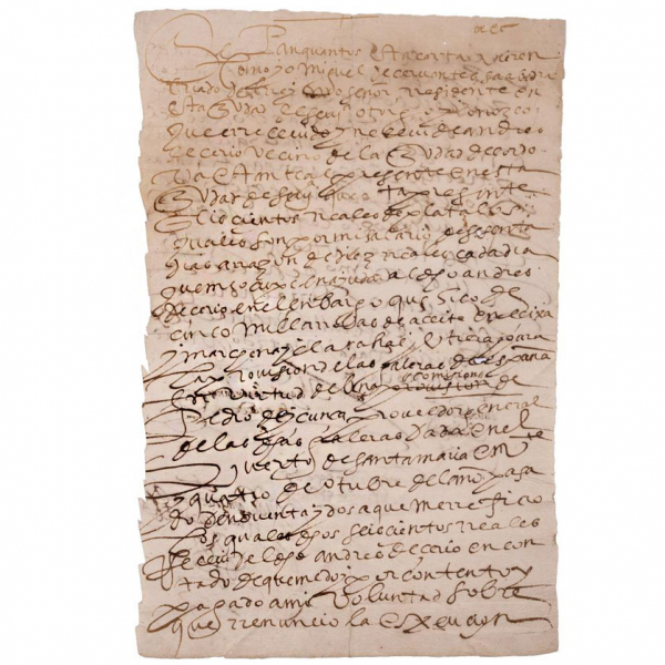 Carta y Firma autógrafa de Miguel de Cervantes, Sevilla, 1593. 