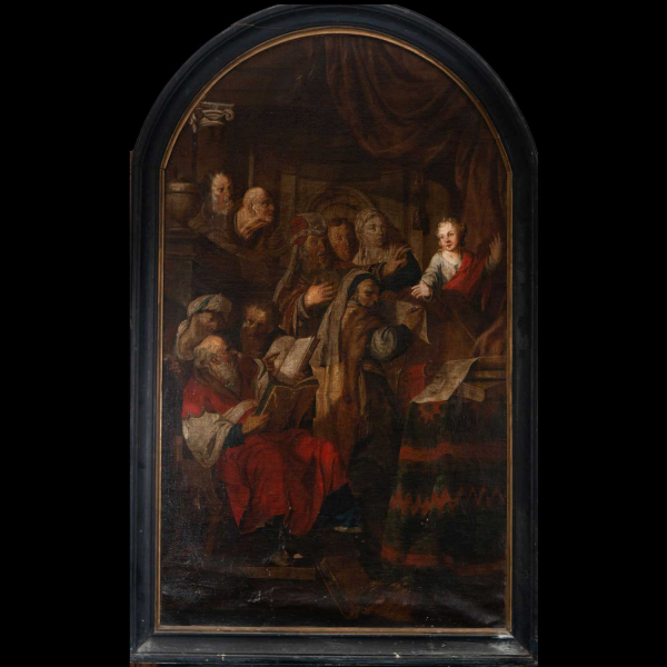 Jesús predicando a los Rabinos en el Templo, escuela flamenca del siglo XVII.