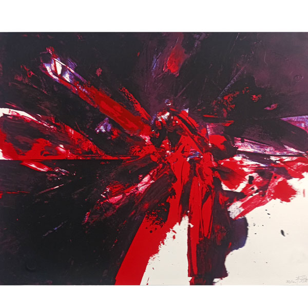  Luis Feito López (1929). "Trazar la energía". Serigrafía a cinco colores firmada a lápiz por el artista y numerada 73/120.