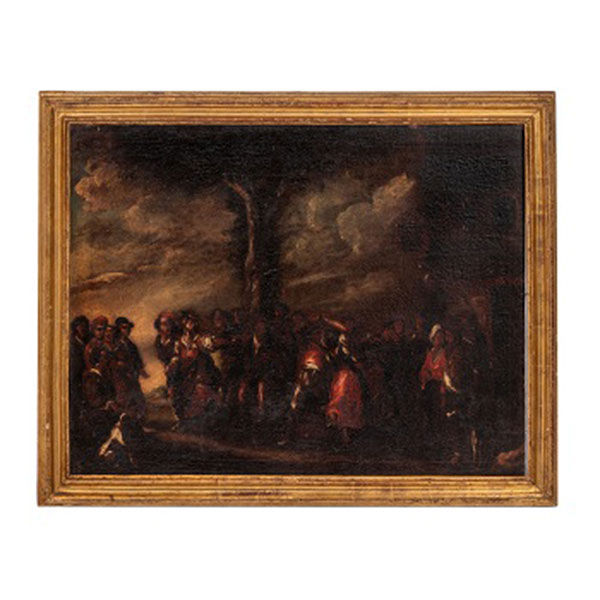 ESCUELA ESPAÑOLA  (S. XVII - XVIII) "Danza en el árbol de Guernica" Óleo / Lienzo 