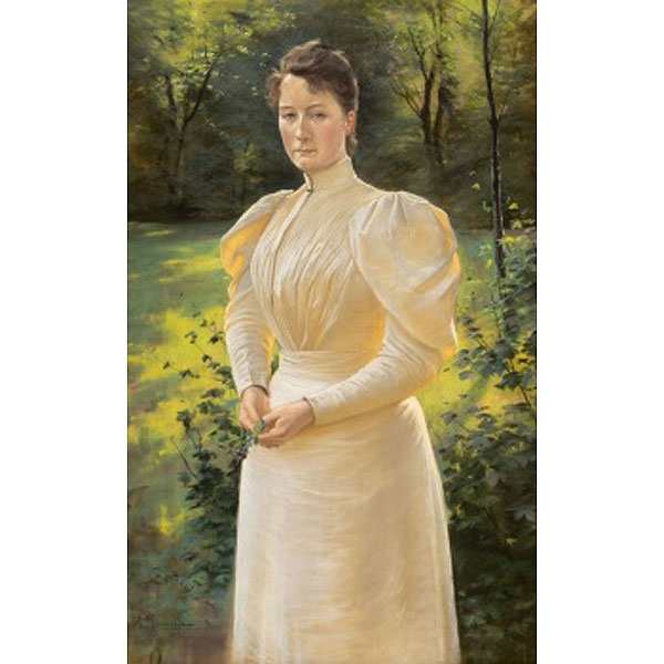 ANSELMO GUINEA Y UGALDE  (Bilbao 1858-1906) &quot;Retrato de dama en el jardín&quot;