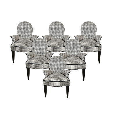 Carlos Ojinaga Erill (Barcelona, 1932) Conjunto de seis sillones modelo «Oval» con tapizado bicolor.