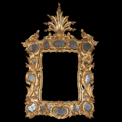 Gran espejo veneciano Cornucopia, escuela veneciana, Siglo XVIII.