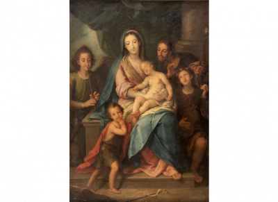 JOSÉ VERGARA GIMENO (Valencia, 1726- 1799)  Sagrada Familia con San Juanito y ángeles músicos, 1789 