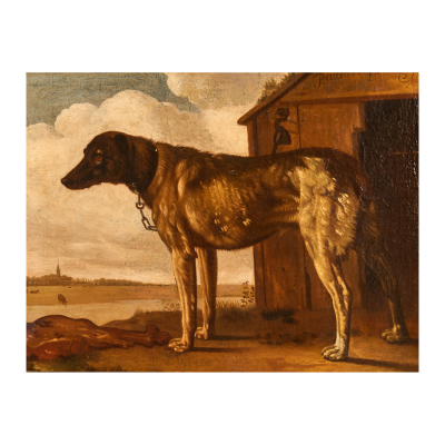 Escuela holandesa, fles. del s.XVIII-ppios. del s.XIX. Perro. Firmado Paulus Potter.