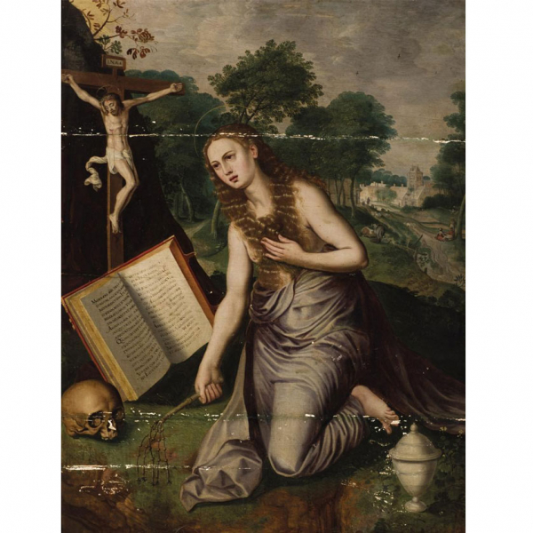 Escuela Hispano Flamenca S.XVI. "Mar&iacute;a Magdalena". &Oacute;leo sobre tabla.