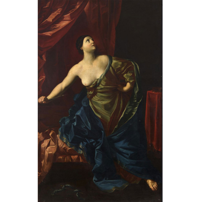 Magnifica Lucrecia Romana, atribuído a Guido Reni, Escuela del siglo XVIII &quot;Lucrecia Romana&quot; buenas condiciones.   Óleo sobre lienzo