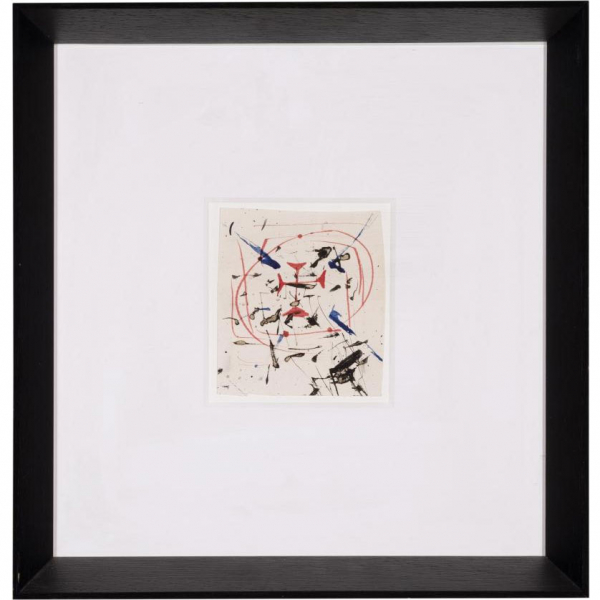 Salvador Salí.    "La creu de Sant Narcís (1959)". Dibujo a tinta sobre papel. Al dorso etiquetas de préstamos.