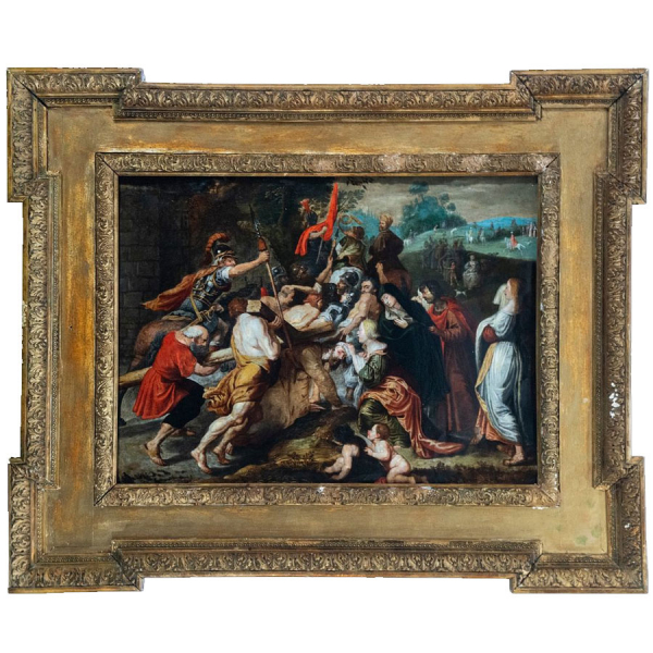 "Cristo camino al Calvario" Escuela de Van Dyck, siglo XVII.  &Oacute;leo sobre cobre. 
