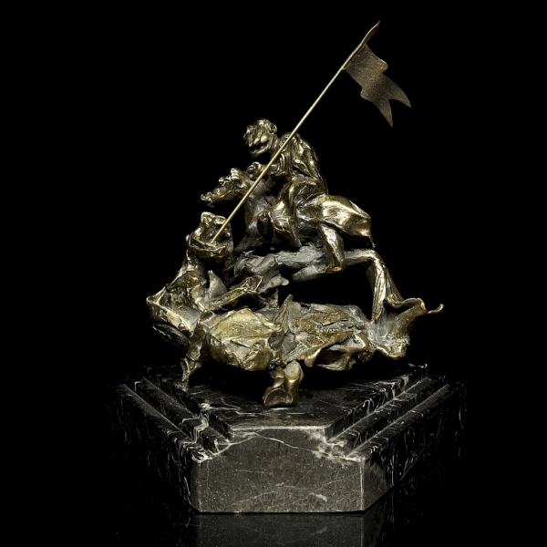 Salvador Dalí i Domènech (1904-1989) "Sant Jordi i el dragó". Escultura de bronce. Firmado