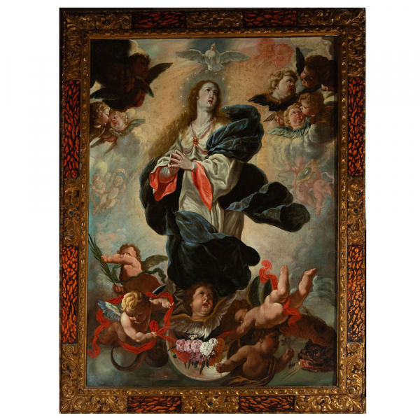 "Gran Virgen Inmaculada" Acisclo Antonio Palomino y Velasco, Bujalance, Córdoba, 1655 - Madrid, 1726.   Óleo sobre lienzo