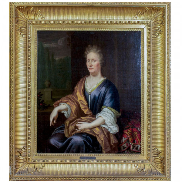 Thomas VAN DER WILT (1659-1733) "Retrato de mujer noble", Escuela Holandesa del siglo XVIII.    Óleo sobre lienzo