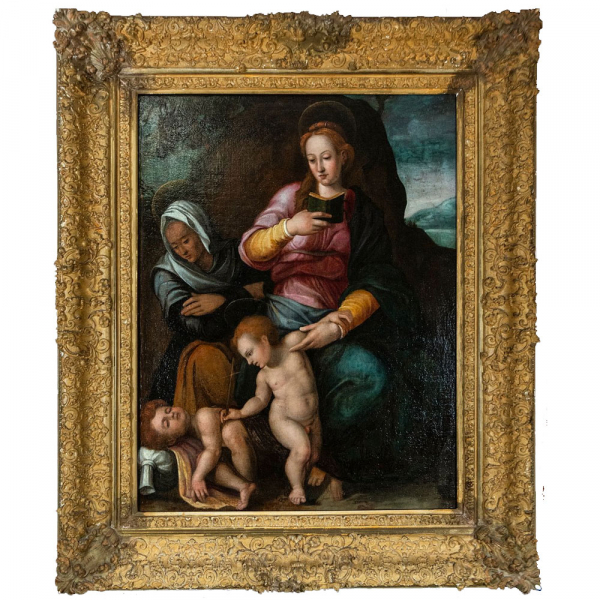 "Virgen con el Ni&ntilde;o y San Juanito" de la Escuela Florentina, Italia, &uacute;ltimo tercio del siglo XVI. &Oacute;leo sobre lienzo.