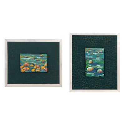 SARA ODRIOZOLA   (Bilbao S. XX)  &quot;Nenúfares (pareja)&quot;  Óleo / Tabla 