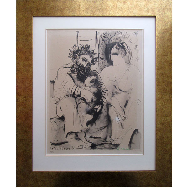 Pablo Picasso "Scene de famille de la flute double". 1936. Litografía, firmada y numerada a mano (103/500).