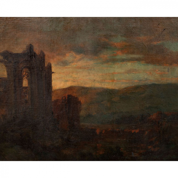 EDUARDO  ROSALES MARTINEZ   (1836-1873)  "Paisaje y ruinas"  Firmado: E. Rosales 1870  Óleo / Lienzo