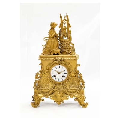 Reloj de sobremesa en bronce dorado con oro fino al mercurio Época Napoleón III. Francia