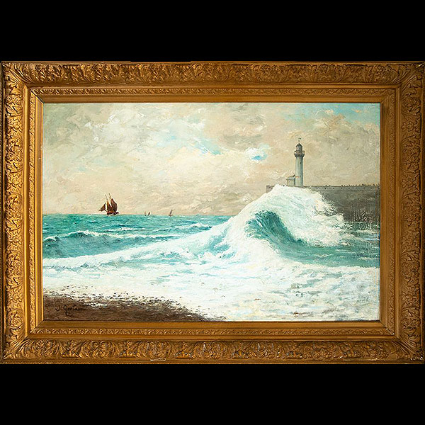 José Gartner de la Peña (c. 1866-1918) - Marina.   Óleo sobre lienzo.