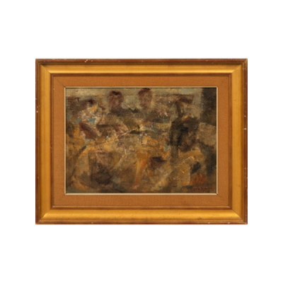 IÑAKI GARCÍA ERGÜÍN   (Bilbao 1934)  &quot;Personajes&quot;  Firmado: García Ergüin 60  Óleo / Lienzo pegado a tablex 