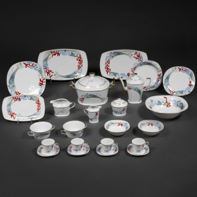 &quot;Sirenas pintadas con coral y hormigas &quot; Vajilla de Salvador Dalí de Schirding Baviera de 108 piezas.