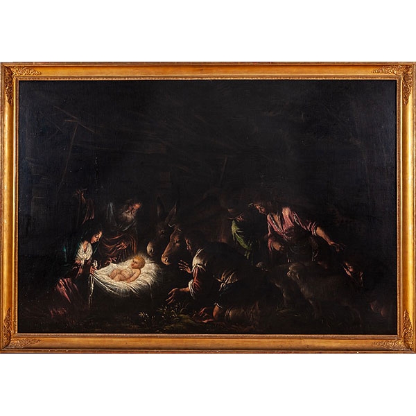 Taller de los Basano, escuela italiana S.XVII "La Adoración de los pastores"