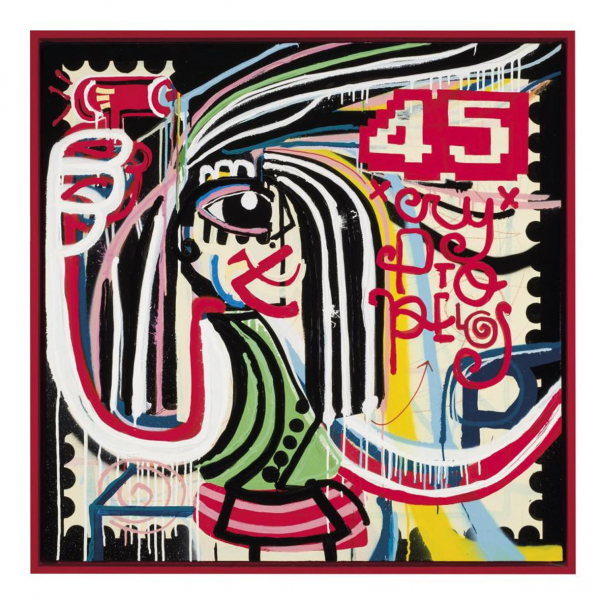 Miguel Caravaca.   "Cryptopela#45". Acr&iacute;lico y esmalte sobre lienzo. Titulado