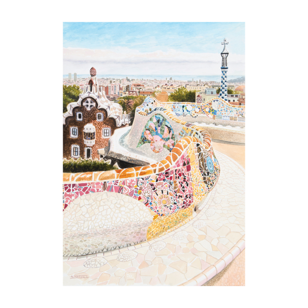 Albert Sala (Olot, Girona, 1961) Parc G&uuml;ell. Acuarela sobre papel.