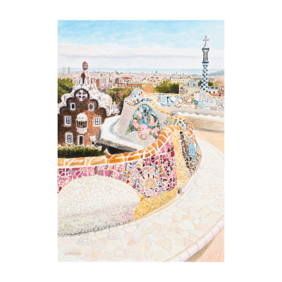 Albert Sala (Olot, Girona, 1961) Parc G&uuml;ell. Acuarela sobre papel.