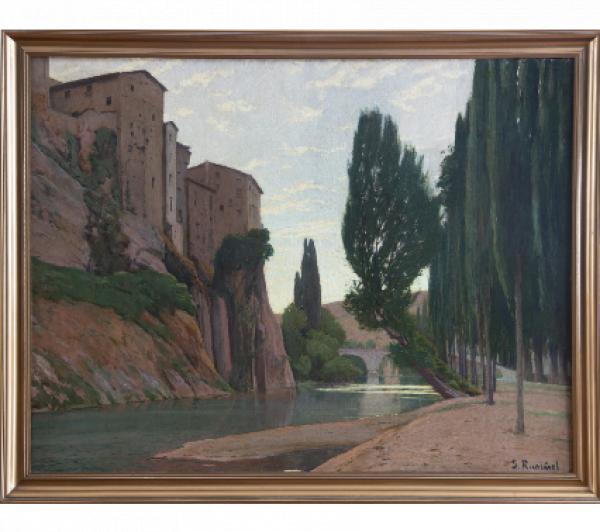 SANTIAGO RUSIÑOL Y PRATS (Barcelona, 1861-Aranjuez, Madrid, 1931) Sol ponent. Cuenca, 1916  Óleo sobre lienzo