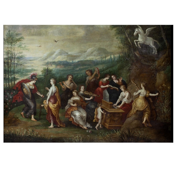 HENDRICK VAN BALEN (Amberes, ca. 1575-1632) Minerva visita a las musas en el monte de Helicón