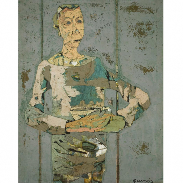 Antonio Quir&oacute;s.    "El chico de la tienda (1986)". &Oacute;leo sobre lienzo. Firmado en el &aacute;ngulo inferior derecho.