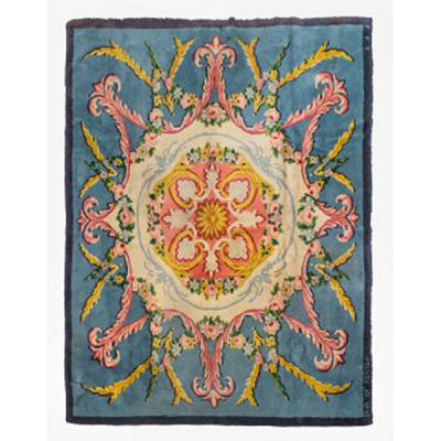 0Alfombra de la Real Fábrica de Tapices de nudo español con medallón central Stuyck MD1843.