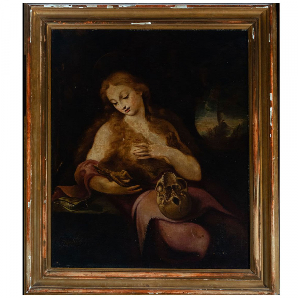 Magdalena Penitente, escuela cordobesa del siglo XVIII, círculo de Juan Antonio Frías Escalante.    Firmado.