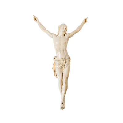 Escuela española, segundo cuarto del s.XX. Cristo. Escultura en marfil tallado.